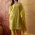 olive green thread embroidered silk blend stitched straight trouser salwar suit set