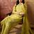 olive green thread embroidered silk blend stitched straight trouser salwar suit set