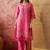 pink green thread embroidered silk blend stitched straight trouser salwar suit set