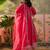 red zari embroidered silk blend stitched straight trouser salwar suit set