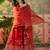 red thread embroidered silk blend stitched anarkali trouser salwar suit set