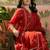 red thread embroidered silk blend stitched anarkali trouser salwar suit set