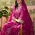 pink thread embroidered silk blend stitched anarkali trouser salwar suit set