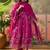 pink thread embroidered silk blend stitched anarkali trouser salwar suit set