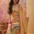 beige floral printed   cotton stitched straight trouser salwar suit set