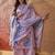 lavender floral printed   cotton stitched straight trouser salwar suit set
