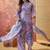 lavender floral printed   cotton stitched straight trouser salwar suit set