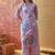 lavender floral printed   cotton stitched straight trouser salwar suit set