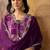purple geometric printed silk blend stitched straight trouser salwar suit set