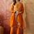 orange geometric printed silk blend stitched straight trouser salwar suit set