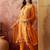 orange geometric printed silk blend stitched straight trouser salwar suit set