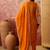 orange geometric printed silk blend stitched straight trouser salwar suit set
