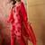 red geometric printed silk blend stitched straight trouser salwar suit set
