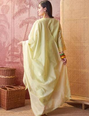 lime green chikankari embroidered   cotton stitched straight palazzo salwar suit set 4