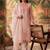 peach floral printed thread work cotton blend stitched straight trouser salwar suit set