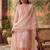 peach floral printed thread work cotton blend stitched straight trouser salwar suit set