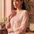 peach floral printed thread work cotton blend stitched straight trouser salwar suit set