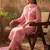 pink floral printed thread work cotton blend stitched straight trouser salwar suit set