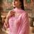 pink floral printed thread work cotton blend stitched straight trouser salwar suit set