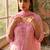 pink floral printed thread work cotton blend stitched straight trouser salwar suit set