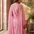 pink floral printed thread work cotton blend stitched straight trouser salwar suit set