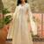 off-white thread embroidered silk blend stitched anarkali trouser salwar suit set
