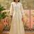 off-white thread embroidered silk blend stitched anarkali trouser salwar suit set