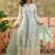 sky blue thread embroidered silk blend stitched anarkali trouser salwar suit set
