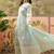 sky blue thread embroidered silk blend stitched anarkali trouser salwar suit set