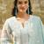 sky blue thread embroidered silk blend stitched anarkali trouser salwar suit set