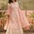 peach thread embroidered silk blend stitched anarkali trouser salwar suit set