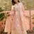 peach thread embroidered silk blend stitched anarkali trouser salwar suit set