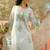 sky blue floral embroidered   cotton stitched straight trouser salwar suit set