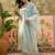 sky blue floral embroidered   cotton stitched straight trouser salwar suit set