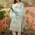 sky blue floral embroidered   cotton stitched straight trouser salwar suit set