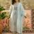 sky blue floral embroidered   cotton stitched straight trouser salwar suit set
