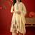 cream floral embroidered silk blend stitched a-line trouser salwar suit set