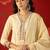 cream floral embroidered silk blend stitched a-line trouser salwar suit set