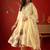 cream floral embroidered silk blend stitched a-line trouser salwar suit set
