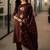 brown ethnic motifs printed   cotton stitched straight trouser salwar suit set