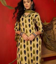olive green ethnic motifs printed   cotton stitched straight palazzo salwar suit set