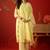 yellow floral embroidered   cotton stitched straight trouser salwar suit set