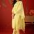 yellow floral embroidered   cotton stitched straight trouser salwar suit set