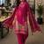 magenta ethnic motifs embroidered crepe stitched straight trouser salwar suit set