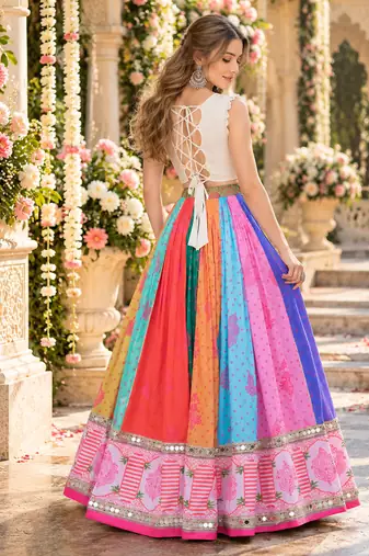 Multi Cotton Readymade Navratri Lehenga Choli with Kutchi & Embroidery Work