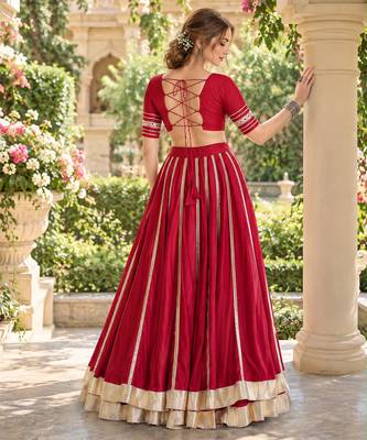 Maroon Rayon Readymade Navratri Lehenga Choli with Mirror & Embroidery Work 3