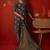 navy blue floral printed   cotton stitched straight trouser salwar suit set