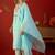 sky blue floral embroidered   cotton stitched empire trouser salwar suit set