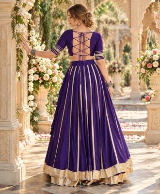 Violet Rayon Readymade Navratri Lehenga Choli with Mirror & Embroidery Work 3