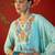 sky blue floral embroidered   cotton stitched empire trouser salwar suit set